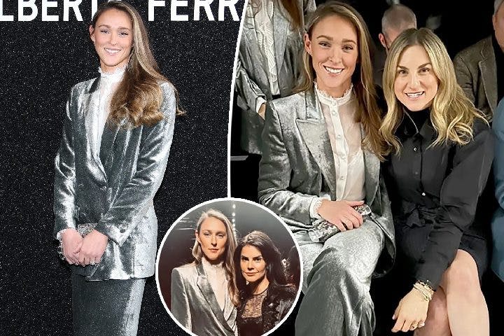 Cover Image for Following the Super Bowl, Kylie, the wife of Jason Kelce, makes her Milan Fashion Week debut looking stunning in a silver suit