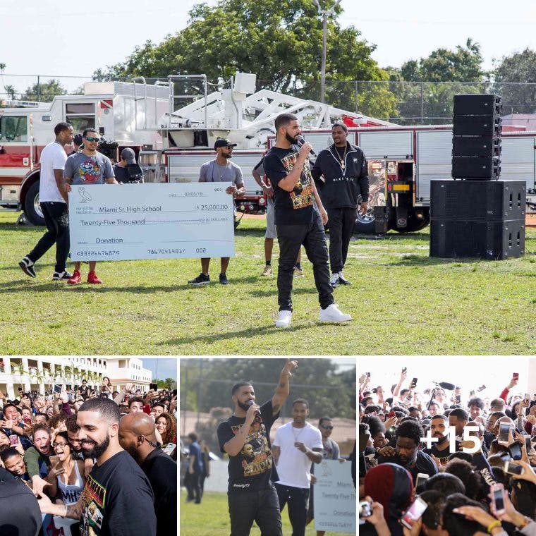 Cover Image for Drake Surprises Miami High School Students by Shooting a Music Video at Their School — and Donating $25K